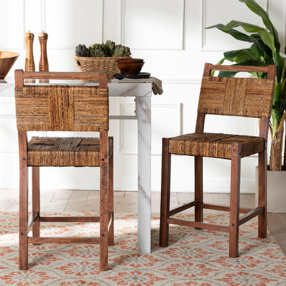 bali & pari - Chabela Set of 2 Counter Stools in Natural Brown/Light Brown - Luanda-Type B-Light Brown Wood/Natural Weave-CS-KD Box view 7