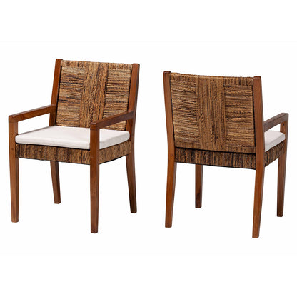 bali & pari - Chabela Set of 2 Dining Chairs in Natural Brown/Medium Brown - Cabra-LtBrnWood/NatSeagrass-Cushion-AC-KD Box view 1