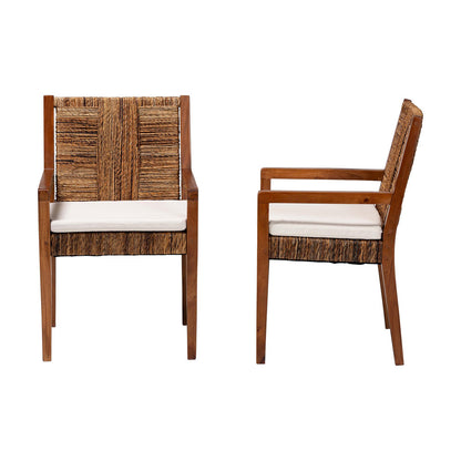 bali & pari - Chabela Set of 2 Dining Chairs in Natural Brown/Medium Brown - Cabra-LtBrnWood/NatSeagrass-Cushion-AC-KD Box view 3