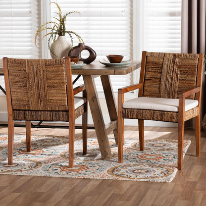 bali & pari - Chabela Set of 2 Dining Chairs in Natural Brown/Medium Brown - Cabra-LtBrnWood/NatSeagrass-Cushion-AC-KD Box view 7