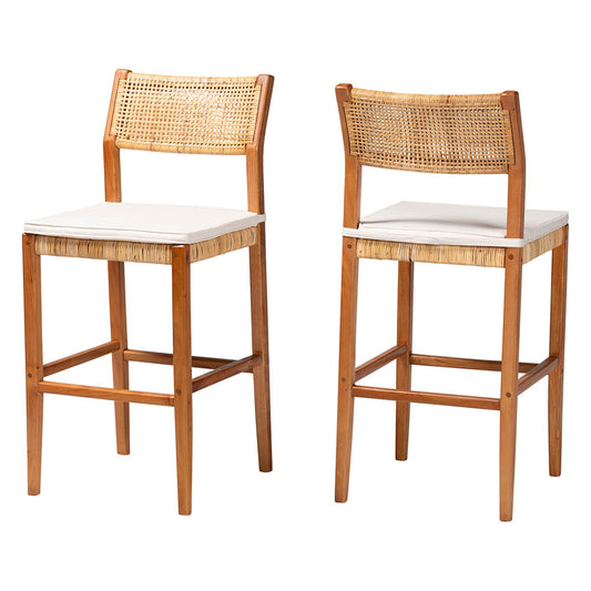 bali & pari - Chatura Set of 2 Bar Stools in Light Honey/Honey - Chao-Natural/Mahogany-BS-Cushion-KD-Box view 1