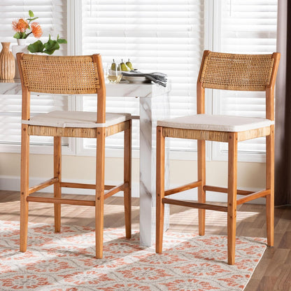 bali & pari - Chatura Set of 2 Bar Stools in Light Honey/Honey - Chao-Natural/Mahogany-BS-Cushion-KD-Box view 7