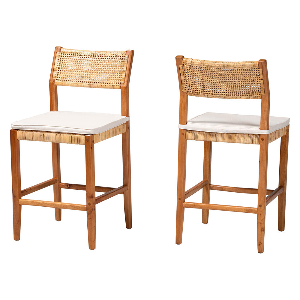 bali & pari - Chatura Set of 2 Counter Stools in Light Honey/Honey - Chao-Natural/Mahogany-CS-Cushion-KD-Box view 1