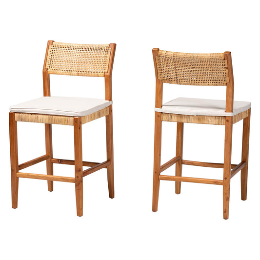 bali & pari - Chatura Set of 2 Counter Stools in Light Honey/Honey - Chao-Natural/Mahogany-CS-Cushion-KD-Box view 1