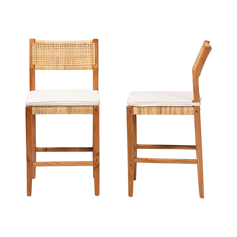 bali & pari - Chatura Set of 2 Counter Stools in Light Honey/Honey - Chao-Natural/Mahogany-CS-Cushion-KD-Box view 3