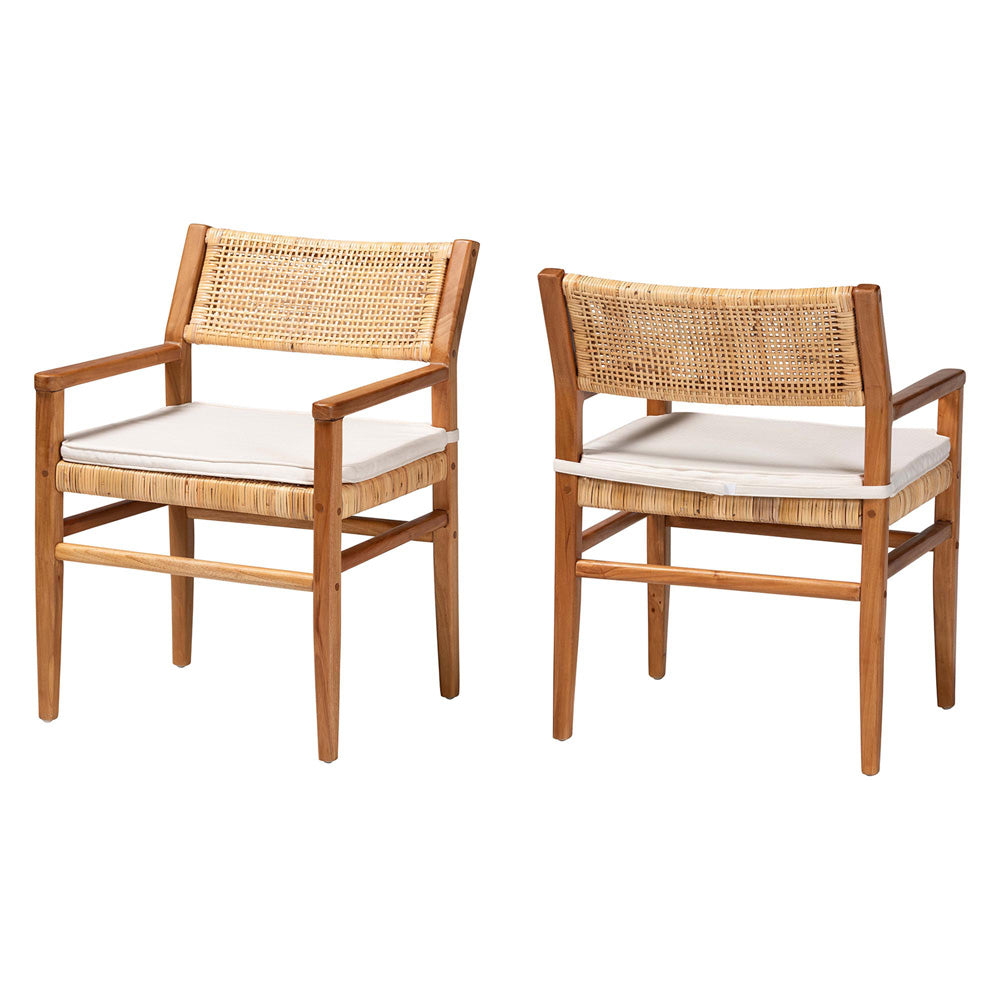 bali & pari - Chatura Set of 2 Dining Chairs in Light Honey/Honey - Chao-Natural/Mahogany-Arm-DC-Cushion-KD-Box view 1