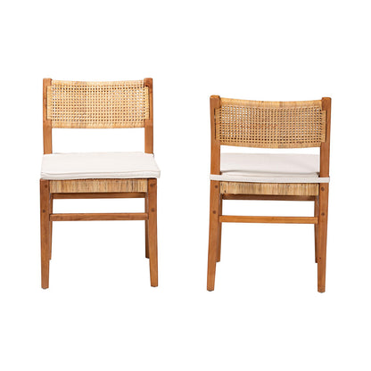 bali & pari - Chatura Set of 2 Dining Chairs in Light Honey/Honey - Chao-Natural/Mahogany-Cushion-DC-KD-Box view 2