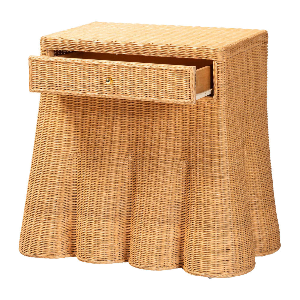 bali & pari - Chica Console Table in Light Honey - Chica-Light Honey Wicker-End Table view 2