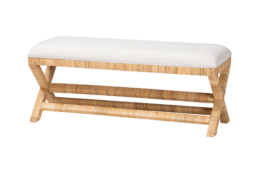 bali & pari - Christy Bench - Christy-Light Honey Rattan-Bench view 1