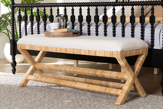 bali & pari - Christy Bench - Christy-Light Honey Rattan-Bench view 2