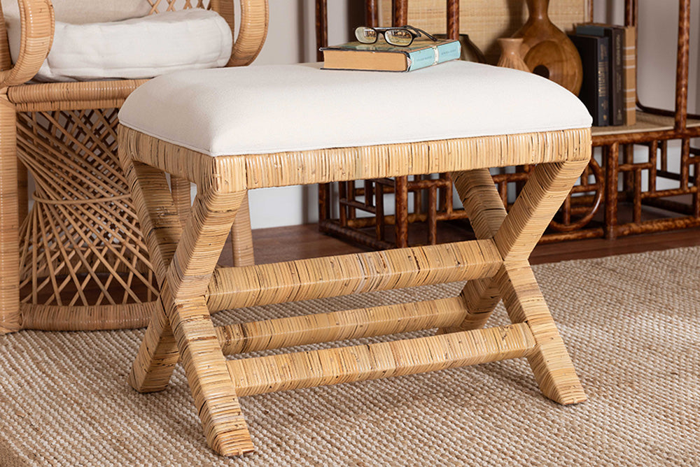 bali & pari - Christy Ottoman - Christy-Light Honey Rattan-Ottoman view 2