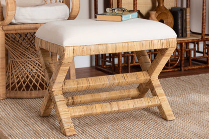 bali & pari - Christy Ottoman - Christy-Light Honey Rattan-Ottoman view 2
