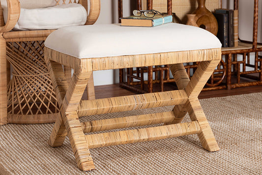 bali & pari - Christy Ottoman - Christy-Light Honey Rattan-Ottoman view 2