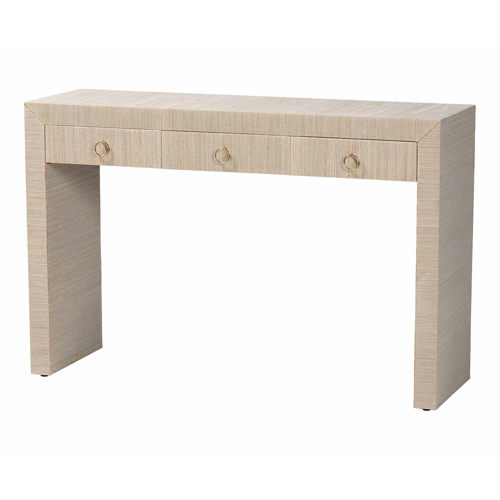 bali & pari - Cielo Console Table in Natural/Gold - Cielo-Natural Woven Grasscloth-Console Table view 1