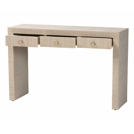 bali & pari - Cielo Console Table in Natural/Gold - Cielo-Natural Woven Grasscloth-Console Table view 2