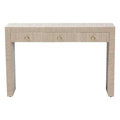 bali & pari - Cielo Console Table in Natural/Gold - Cielo-Natural Woven Grasscloth-Console Table view 3