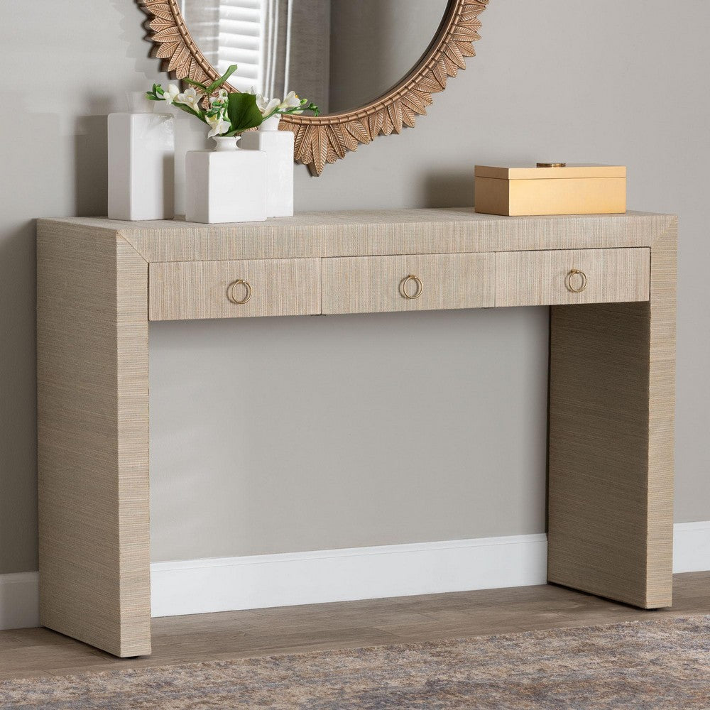 bali & pari - Cielo Console Table in Natural/Gold - Cielo-Natural Woven Grasscloth-Console Table view 9