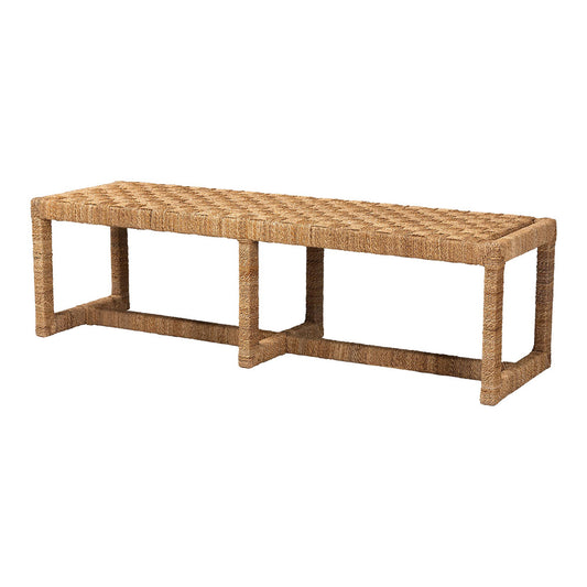 bali & pari - Cipally Bench in Natural - Cipally-SVN088-Mahogany/Seagrass-Bench view 1