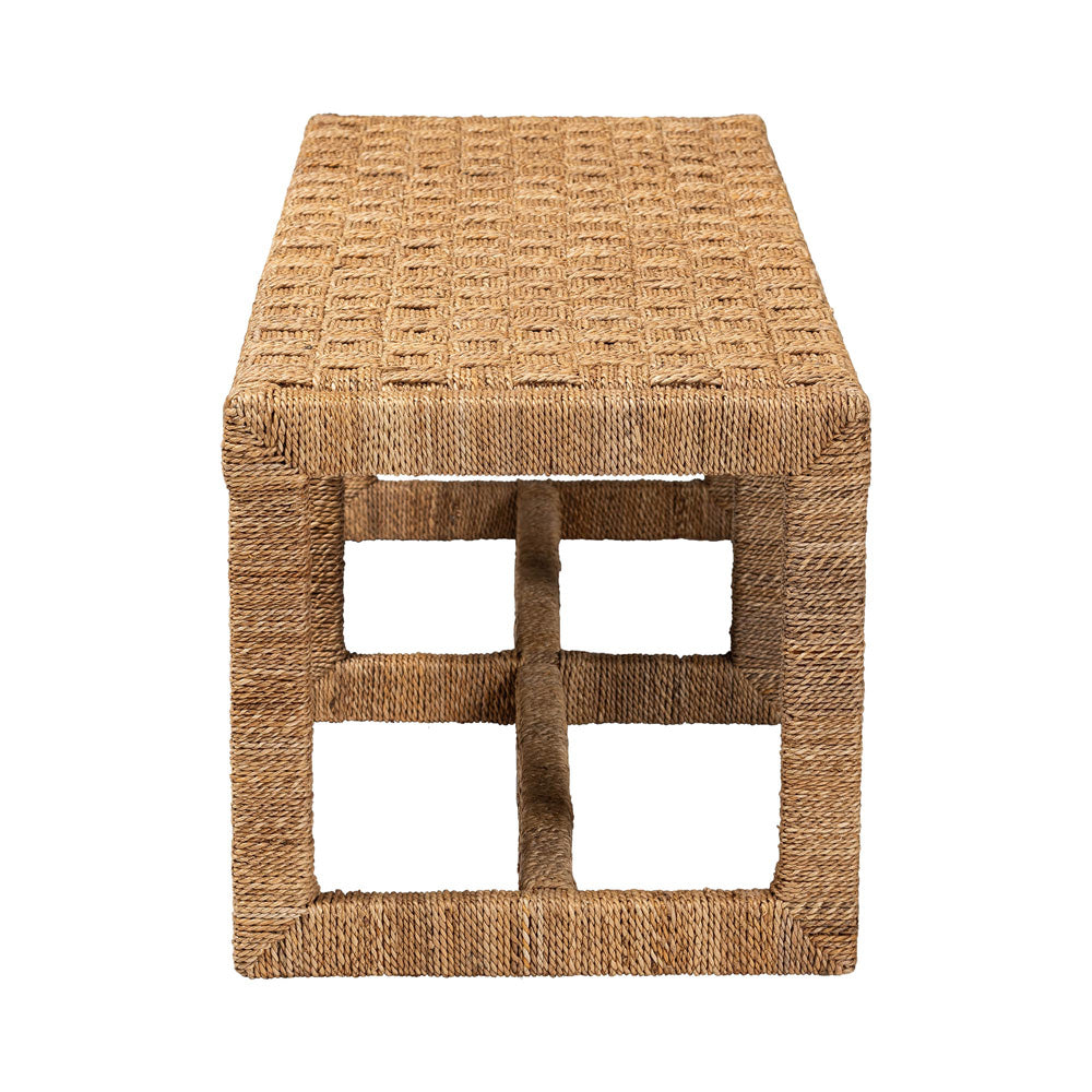 bali & pari - Cipally Bench in Natural - Cipally-SVN088-Mahogany/Seagrass-Bench view 3