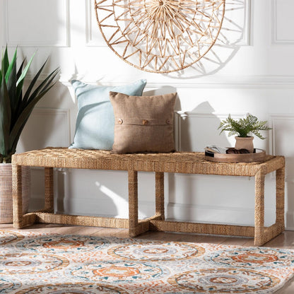 bali & pari - Cipally Bench in Natural - Cipally-SVN088-Mahogany/Seagrass-Bench view 7