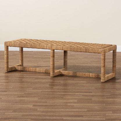 bali & pari - Cipally Bench in Natural - Cipally-SVN088-Mahogany/Seagrass-Bench view 8