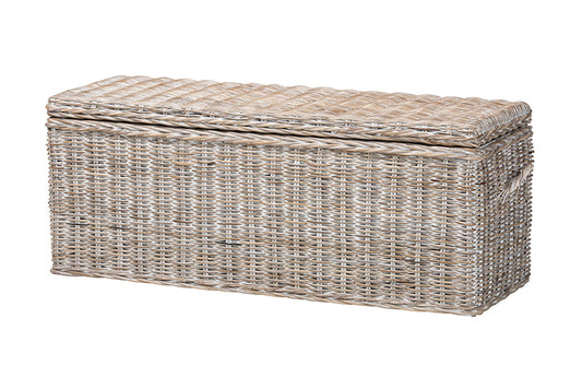 bali & pari  - Clarette Storage Bench - Cloudhaven-LG-White Wash Rattan-Bench view 1