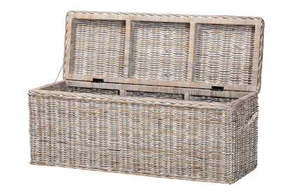 bali & pari  - Clarette Storage Bench - Cloudhaven-LG-White Wash Rattan-Bench view 2