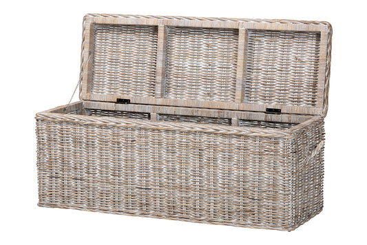 bali & pari  - Clarette Storage Bench - Cloudhaven-LG-White Wash Rattan-Bench view 2