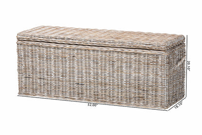 bali & pari  - Clarette Storage Bench - Cloudhaven-LG-White Wash Rattan-Bench view 10