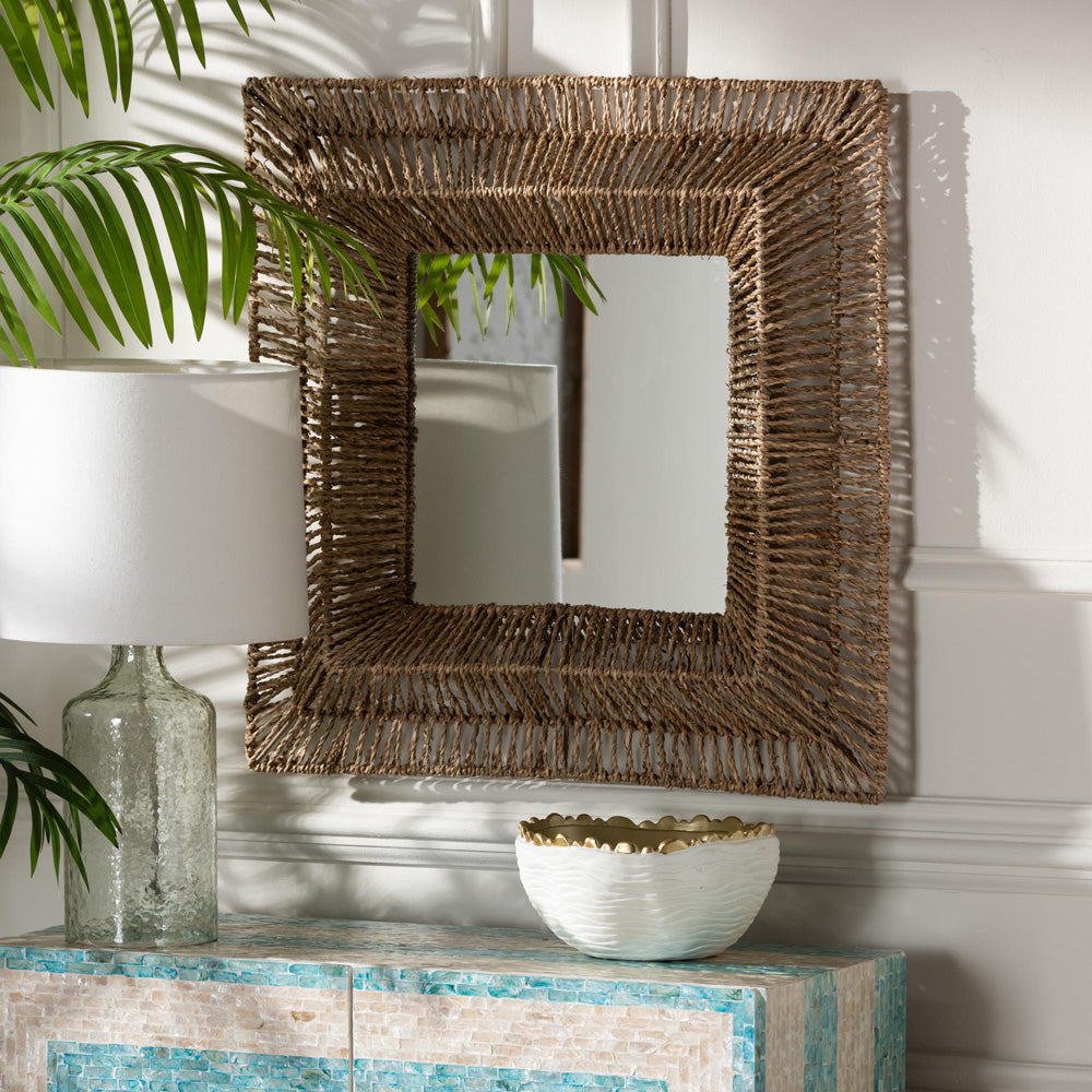 bali & pari - Collice Mirror in Natural Brown - F232-FT25-Seagrass-Mirror view 3