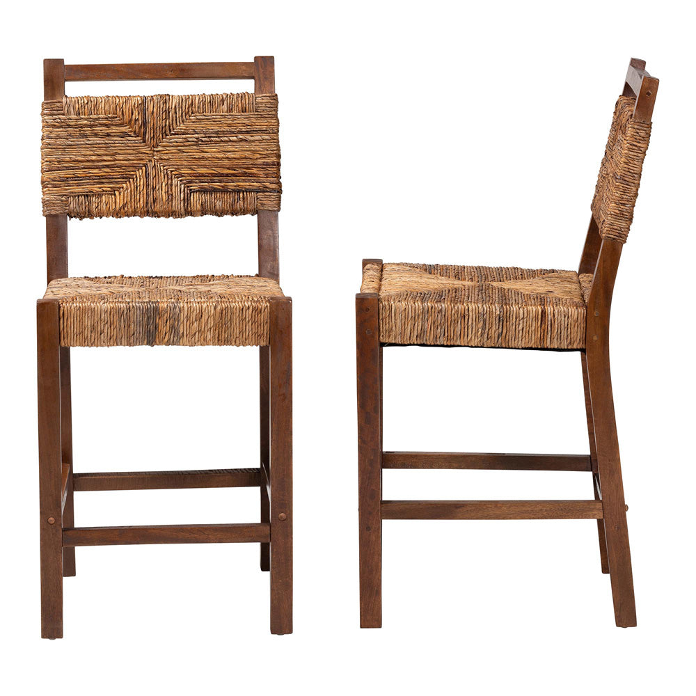 bali & pari - Cordoba Set of 2 Counter Stools in Natural Seagrass/Teak - Luanda-Seagrass-CS view 3