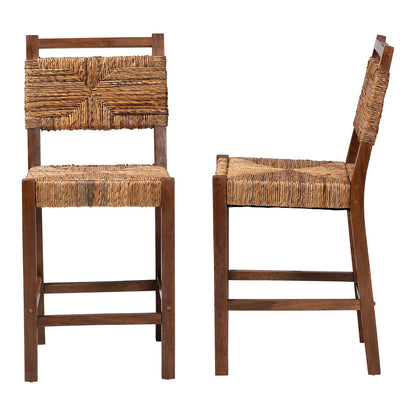 bali & pari - Cordoba Set of 2 Counter Stools in Natural Seagrass/Teak - Luanda-Seagrass-CS view 3