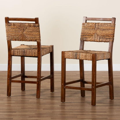 bali & pari - Cordoba Set of 2 Counter Stools in Natural Seagrass/Teak - Luanda-Seagrass-CS view 8