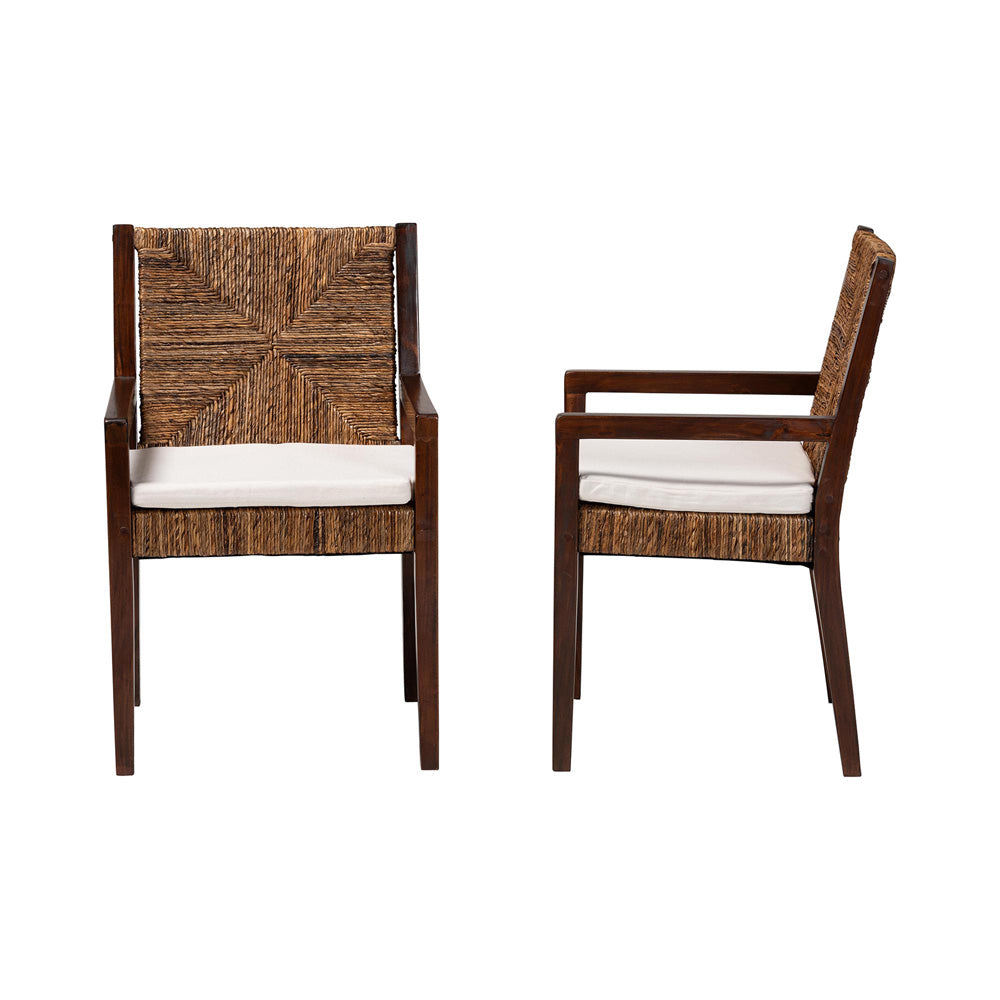 bali & pari - Cordoba Set of 2 Dining Chairs in Natural Brown/Dark Brown - Cabra-Brn Wood/Nat Seagrass-Cushion-AC-KD Box view 3