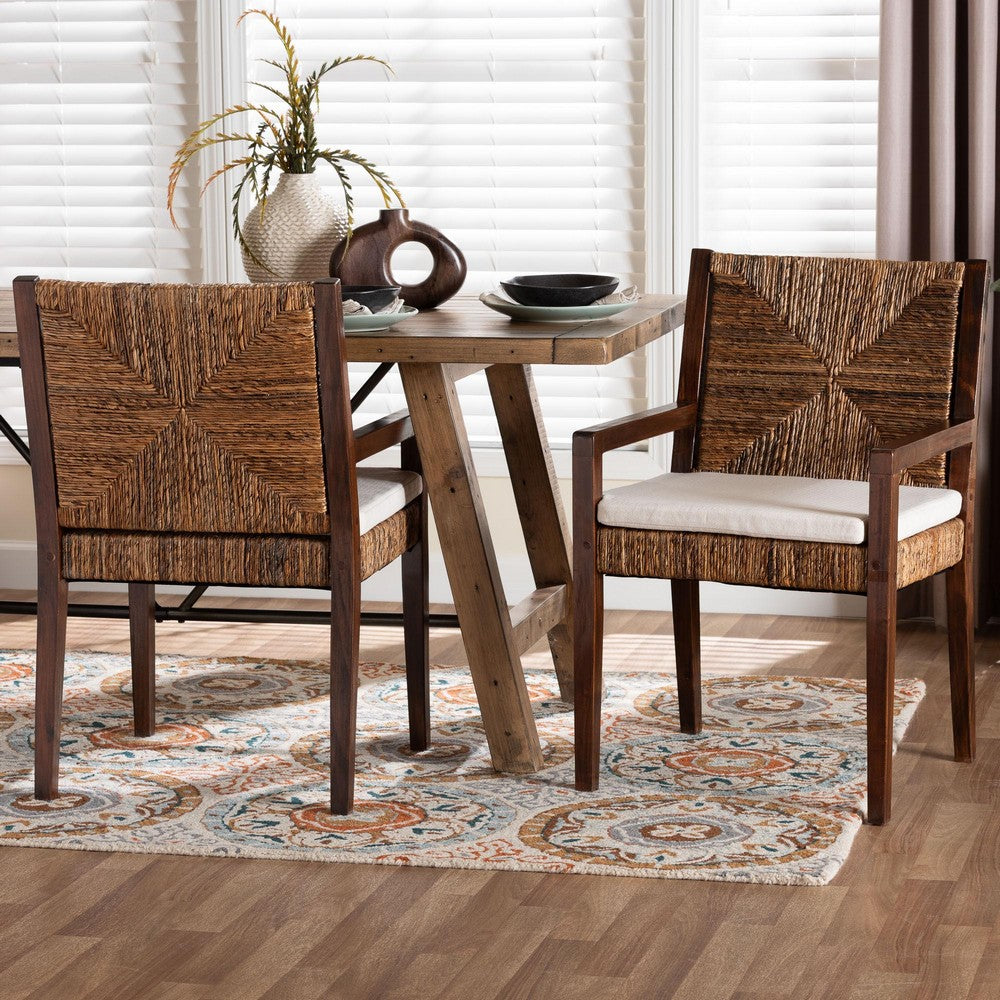 bali & pari - Cordoba Set of 2 Dining Chairs in Natural Brown/Dark Brown - Cabra-Brn Wood/Nat Seagrass-Cushion-AC-KD Box view 7