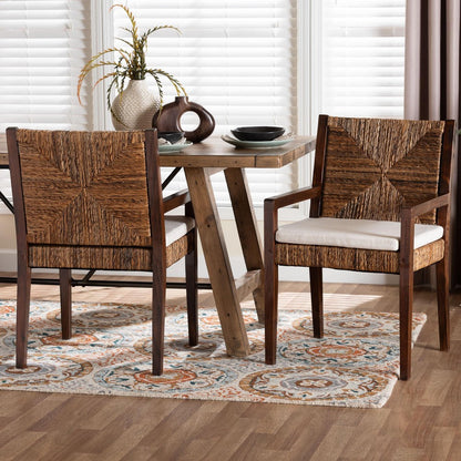 bali & pari - Cordoba Set of 2 Dining Chairs in Natural Brown/Dark Brown - Cabra-Brn Wood/Nat Seagrass-Cushion-AC-KD Box view 7