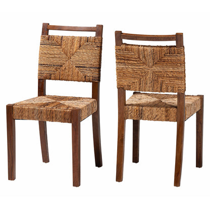 bali & pari - Cordoba Set of 2 Dining Chairs in Natural Seagrass/Teak - Cordoba-Seagrass-DC view 1