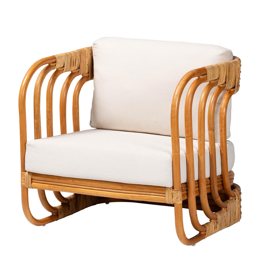 bali & pari - Corsa Arm Chair in Light honey/White - DCWH0020-Biru Natural Rattan-CC view 1