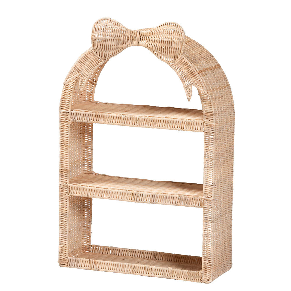 bali & pari  - Creusa Shelving Unit in Natural Brown - WS159-Natural Rattan-Wall Shelf view 1