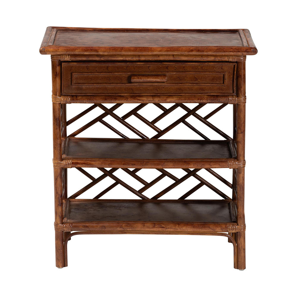 bali & pari - Daemyn Nightstand in Marbled Tortoise Brown - WS199-Sm-Tortoise Rattan-NS view 3
