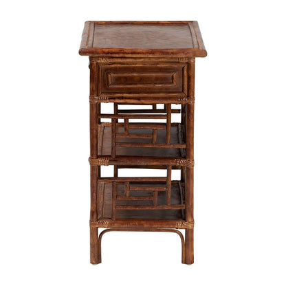 bali & pari - Daemyn Nightstand in Marbled Tortoise Brown - WS199-Sm-Tortoise Rattan-NS view 4