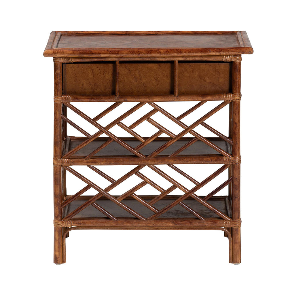 bali & pari - Daemyn Nightstand in Marbled Tortoise Brown - WS199-Sm-Tortoise Rattan-NS view 5
