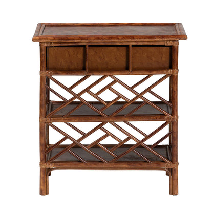 bali & pari - Daemyn Nightstand in Marbled Tortoise Brown - WS199-Sm-Tortoise Rattan-NS view 5