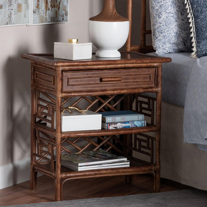 bali & pari - Daemyn Nightstand in Marbled Tortoise Brown - WS199-Sm-Tortoise Rattan-NS view 9