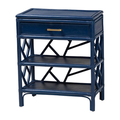 bali & pari - Daina Nightstand in Blue - WS118B-Medium Knob-Royal Blue-Rattan-NS view 1