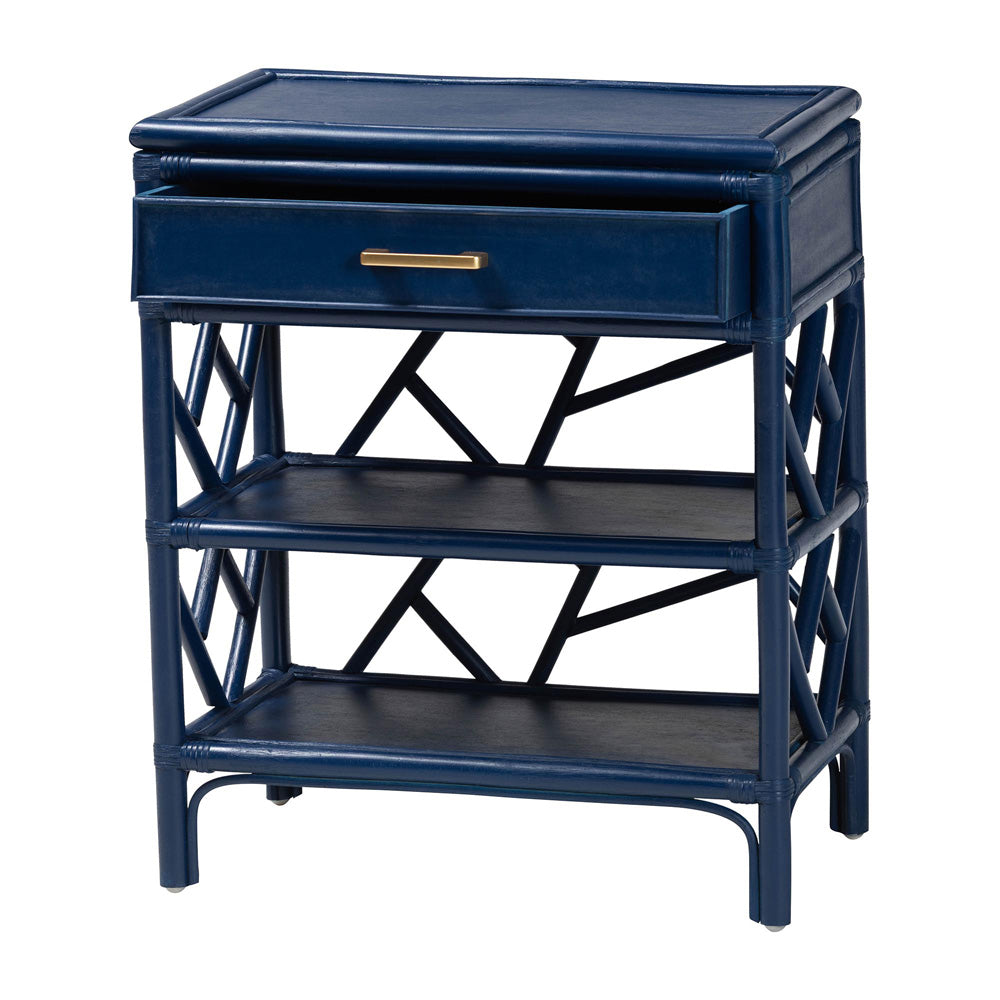 bali & pari - Daina Nightstand in Blue - WS118B-Medium Knob-Royal Blue-Rattan-NS view 2