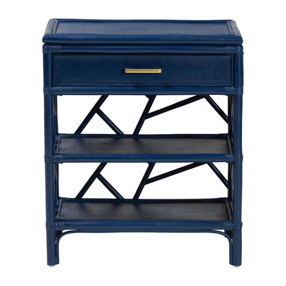 bali & pari - Daina Nightstand in Blue - WS118B-Medium Knob-Royal Blue-Rattan-NS view 3