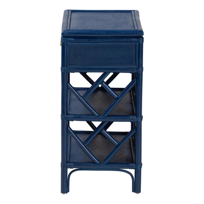 bali & pari - Daina Nightstand in Blue - WS118B-Medium Knob-Royal Blue-Rattan-NS view 4