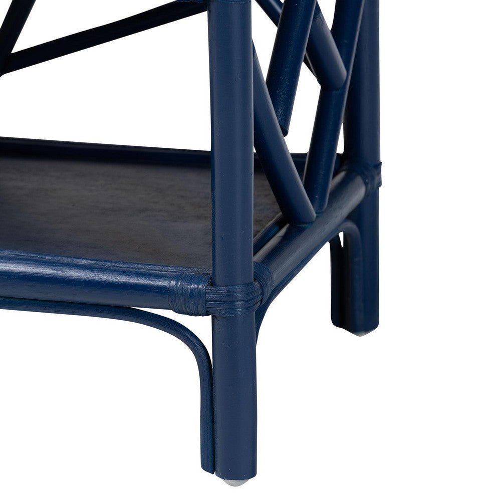 bali & pari - Daina Nightstand in Blue - WS118B-Medium Knob-Royal Blue-Rattan-NS view 7