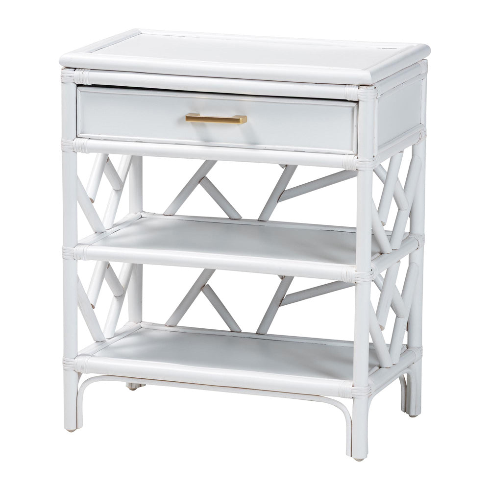 bali & pari - Daina Nightstand in White - WS118B-Medium Knob-White-Rattan-NS view 1
